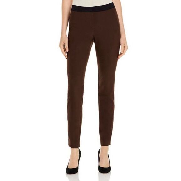 LAFAYETTE 148 Womens Size M Tribeca Slim Cropped Pants in Carob Brown - Picture 1 of 5